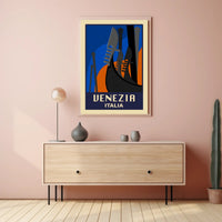 Venice Art Deco Gondola Travel Poster PosterGoat