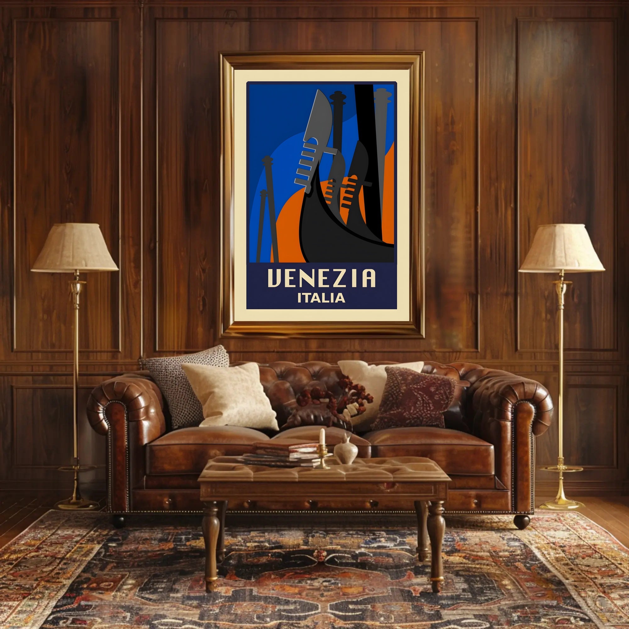 Venice Art Deco Gondola Travel Poster PosterGoat