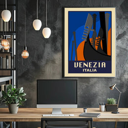 Venice Art Deco Gondola Travel Poster PosterGoat