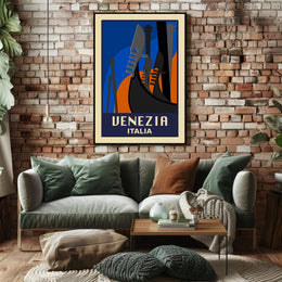Venice Art Deco Gondola Travel Poster PosterGoat
