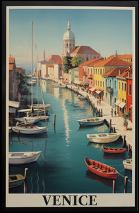 Venice Canal Scene with Gondolas Travel Poster PosterGoat