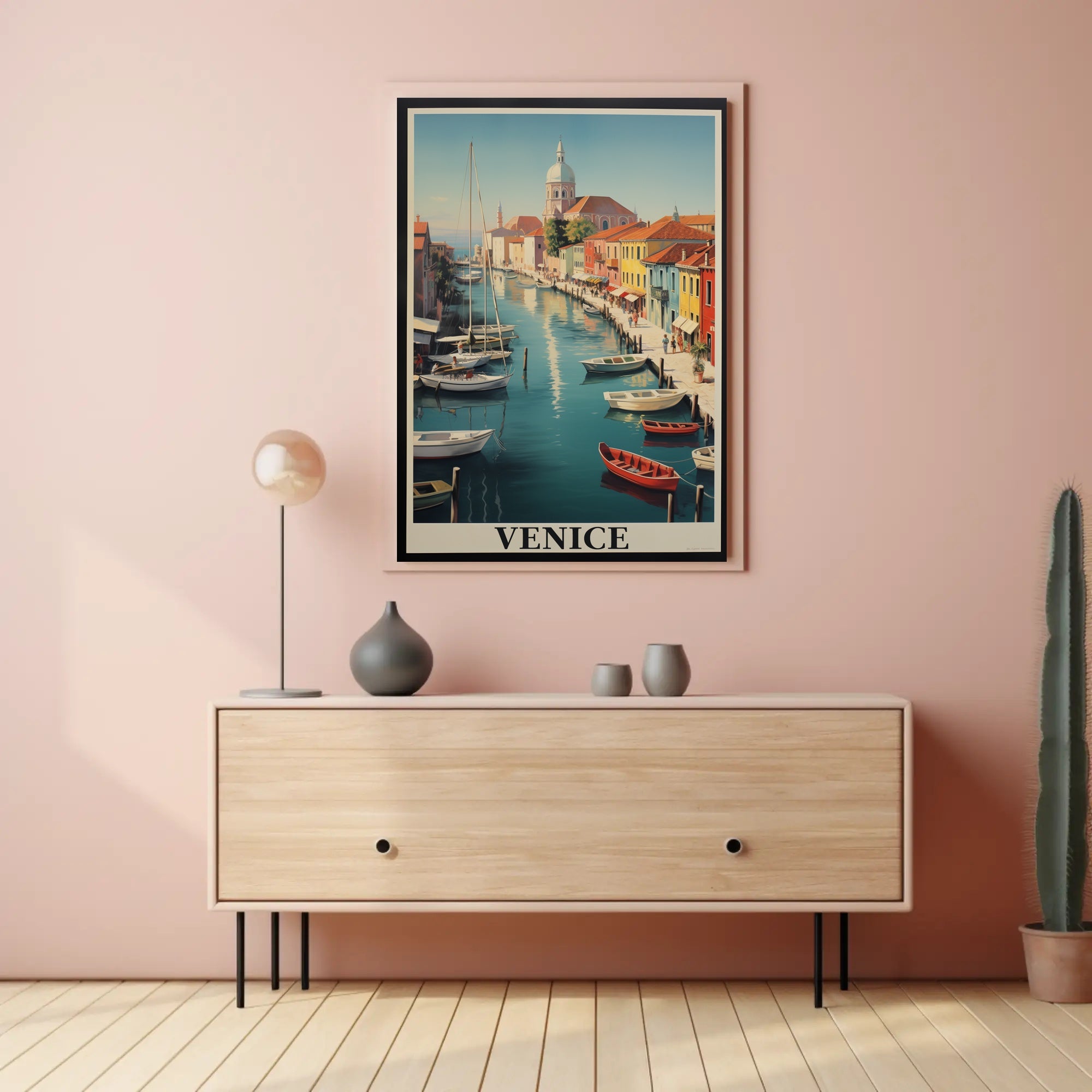 Venice Canal Scene with Gondolas Travel Poster PosterGoat