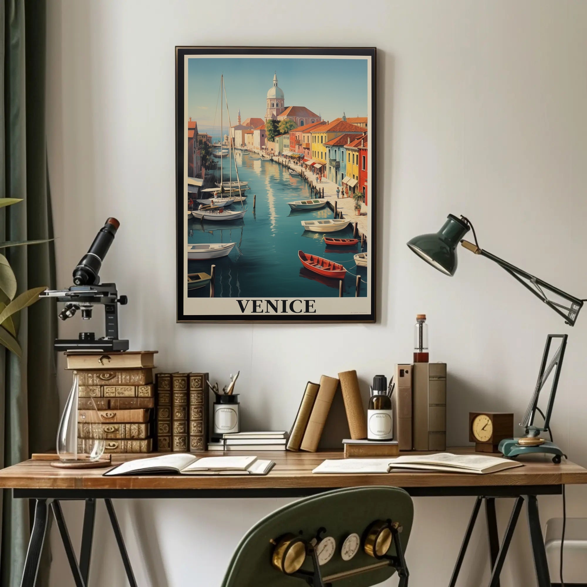 Venice Canal Scene with Gondolas Travel Poster PosterGoat