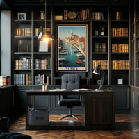 Venice Canal Scene with Gondolas Travel Poster PosterGoat