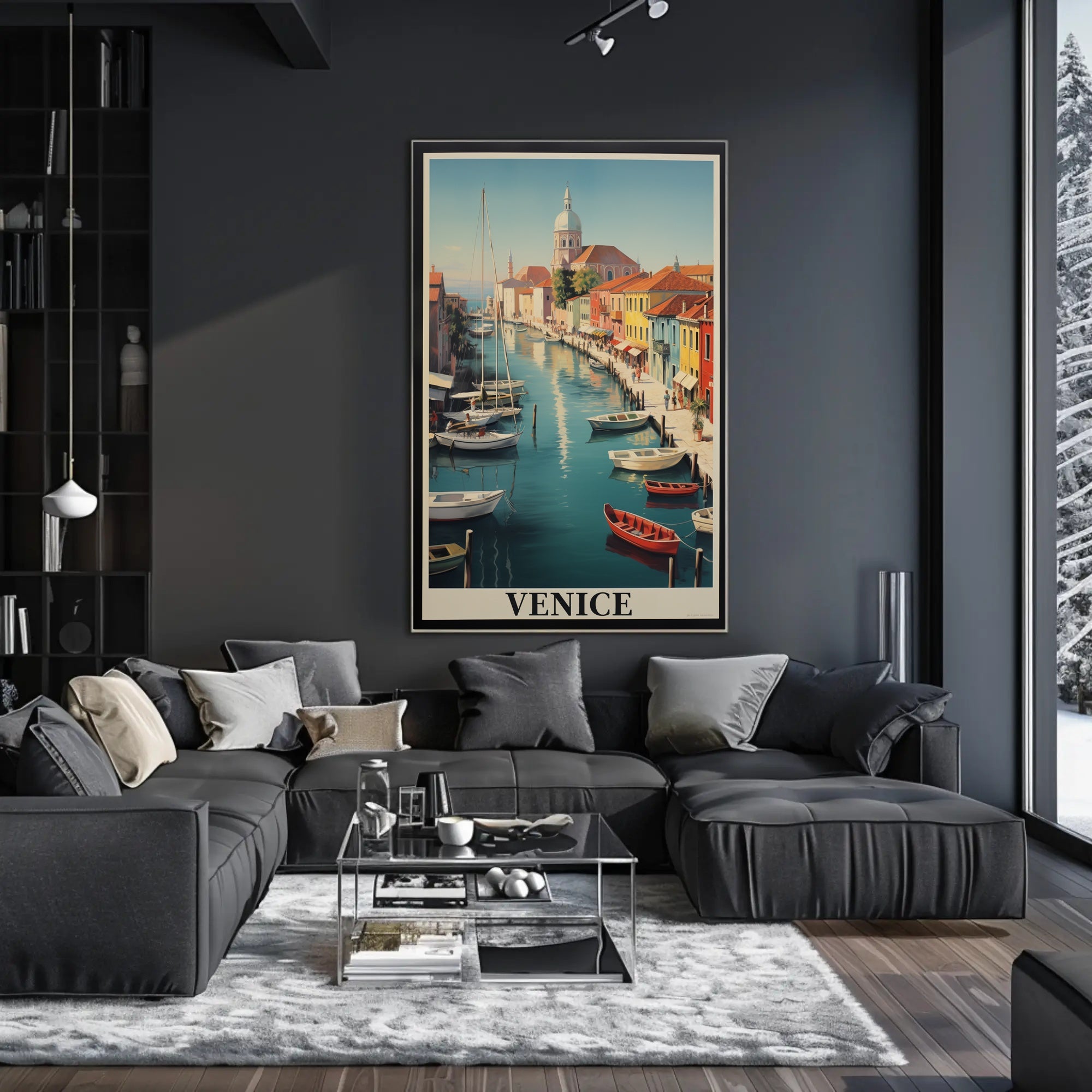 Venice Canal Scene with Gondolas Travel Poster PosterGoat