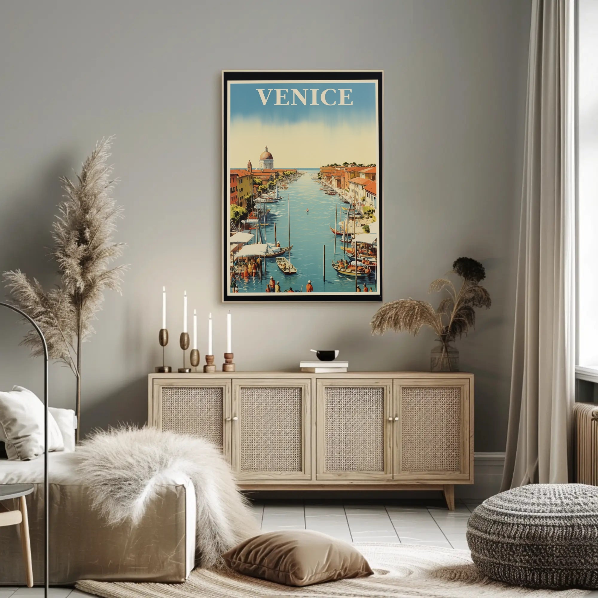 Venice Canal Scenic Vintage Travel Poster PosterGoat