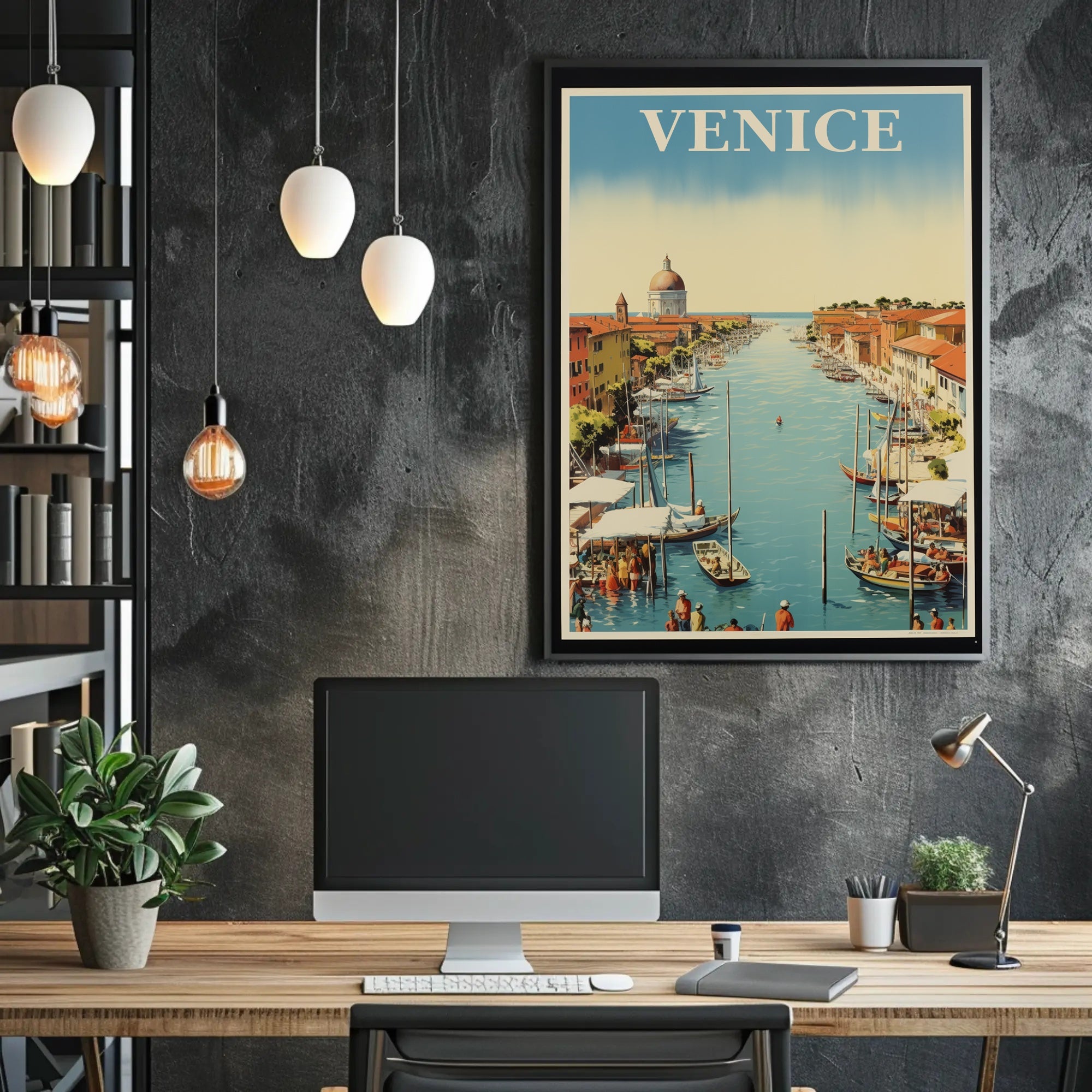Venice Canal Scenic Vintage Travel Poster PosterGoat