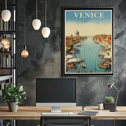 Venice Canal Scenic Vintage Travel Poster PosterGoat