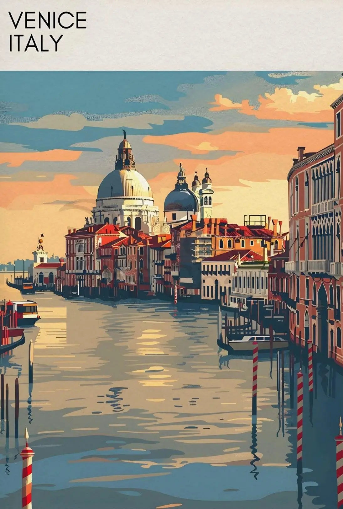 Venice Canals Romantic Sunset Travel Poster PosterGoat