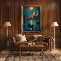 Venice Full Moon Nighttime Travel Poster PosterGoat