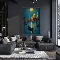 Venice Full Moon Nighttime Travel Poster PosterGoat