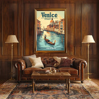 Venice Gondola Journey: Romantic Travel Poster PosterGoat