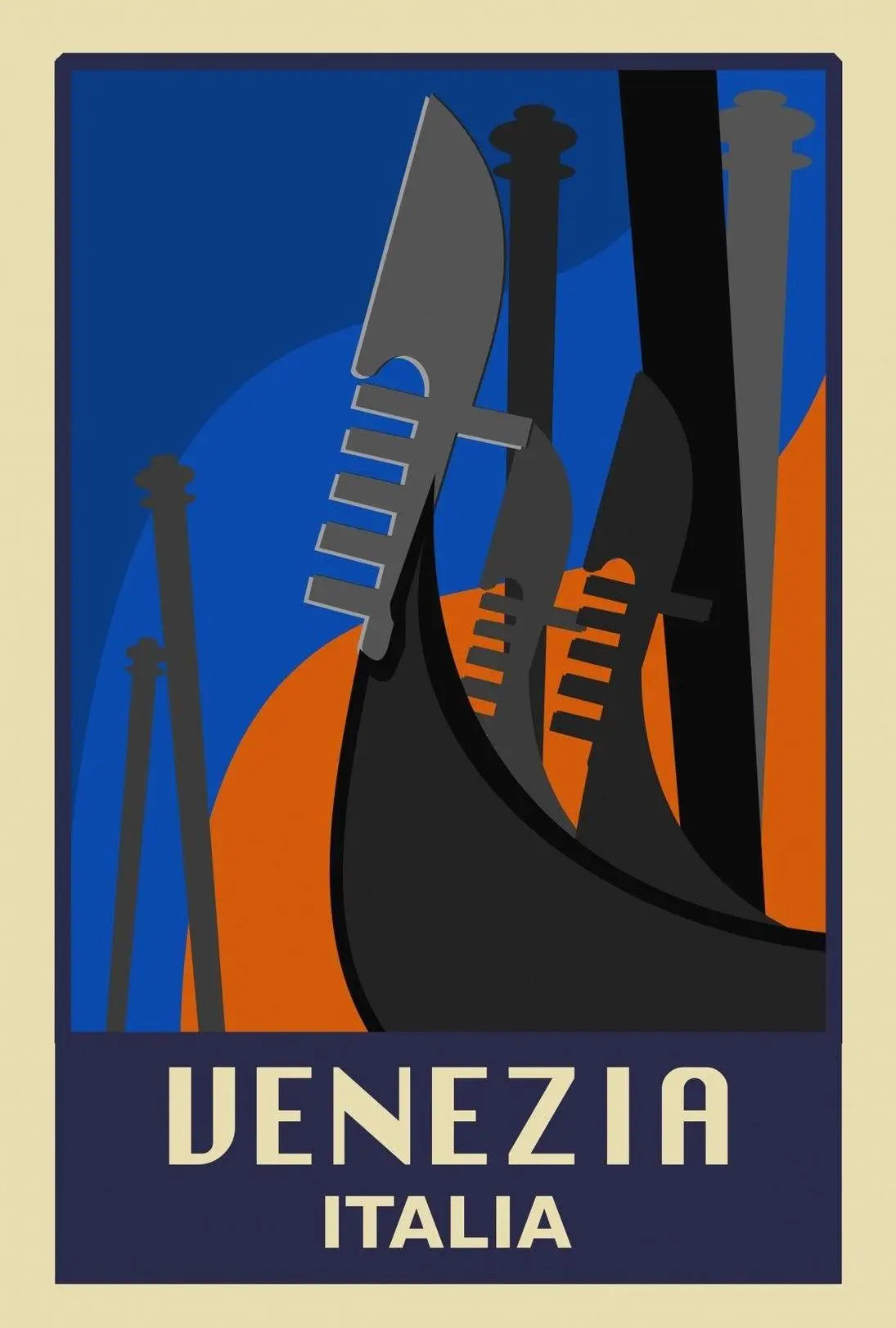 Venice Gondola Modern Art Deco Travel Poster PosterGoat