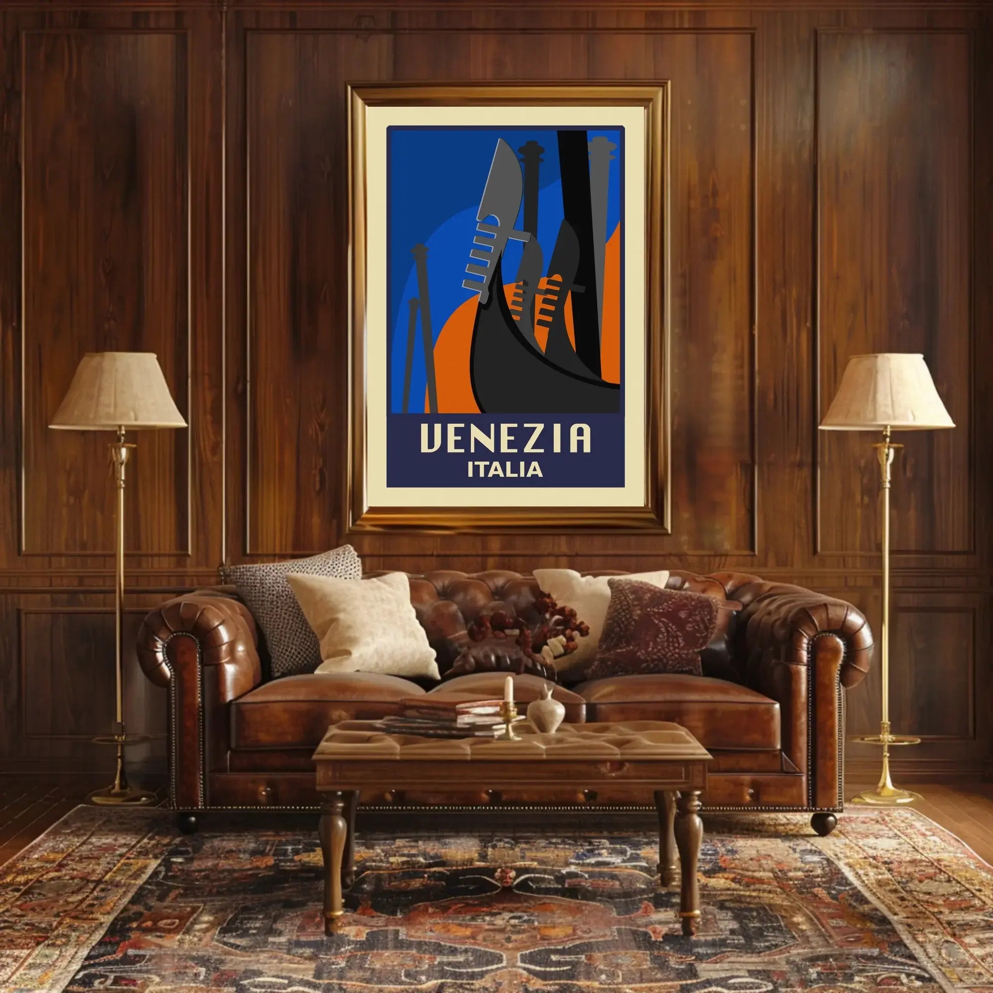 Venice Gondola Modern Art Deco Travel Poster PosterGoat