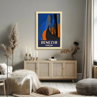 Venice Gondola Modern Art Deco Travel Poster PosterGoat