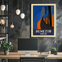 Venice Gondola Modern Art Deco Travel Poster PosterGoat