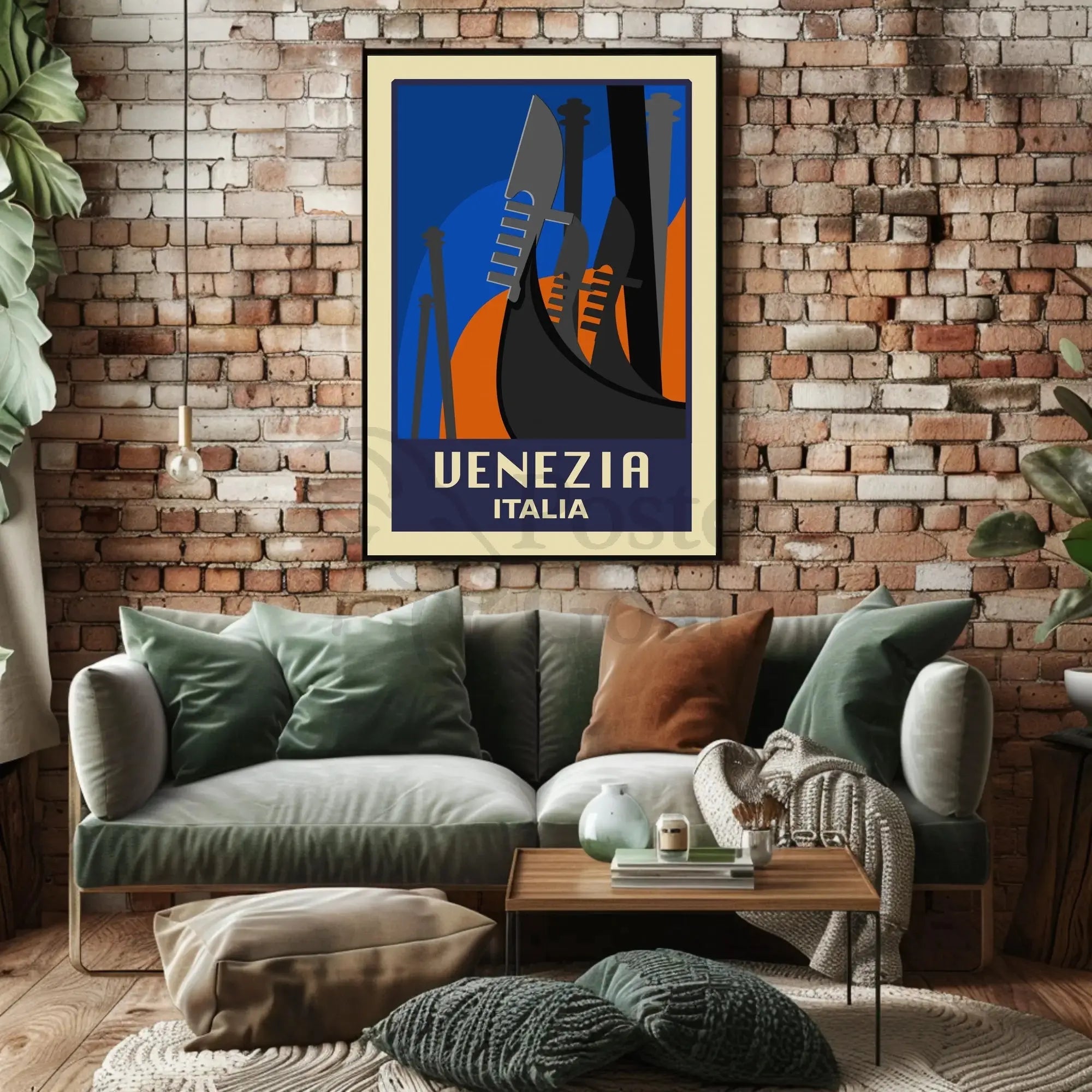 Venice Gondola Modern Art Deco Travel Poster PosterGoat