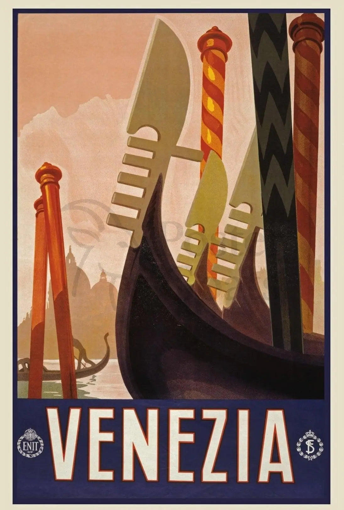 Venice Gondolas Vintage Travel Poster PosterGoat