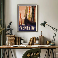 Venice Gondolas Vintage Travel Poster PosterGoat