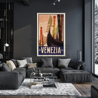 Venice Gondolas Vintage Travel Poster PosterGoat
