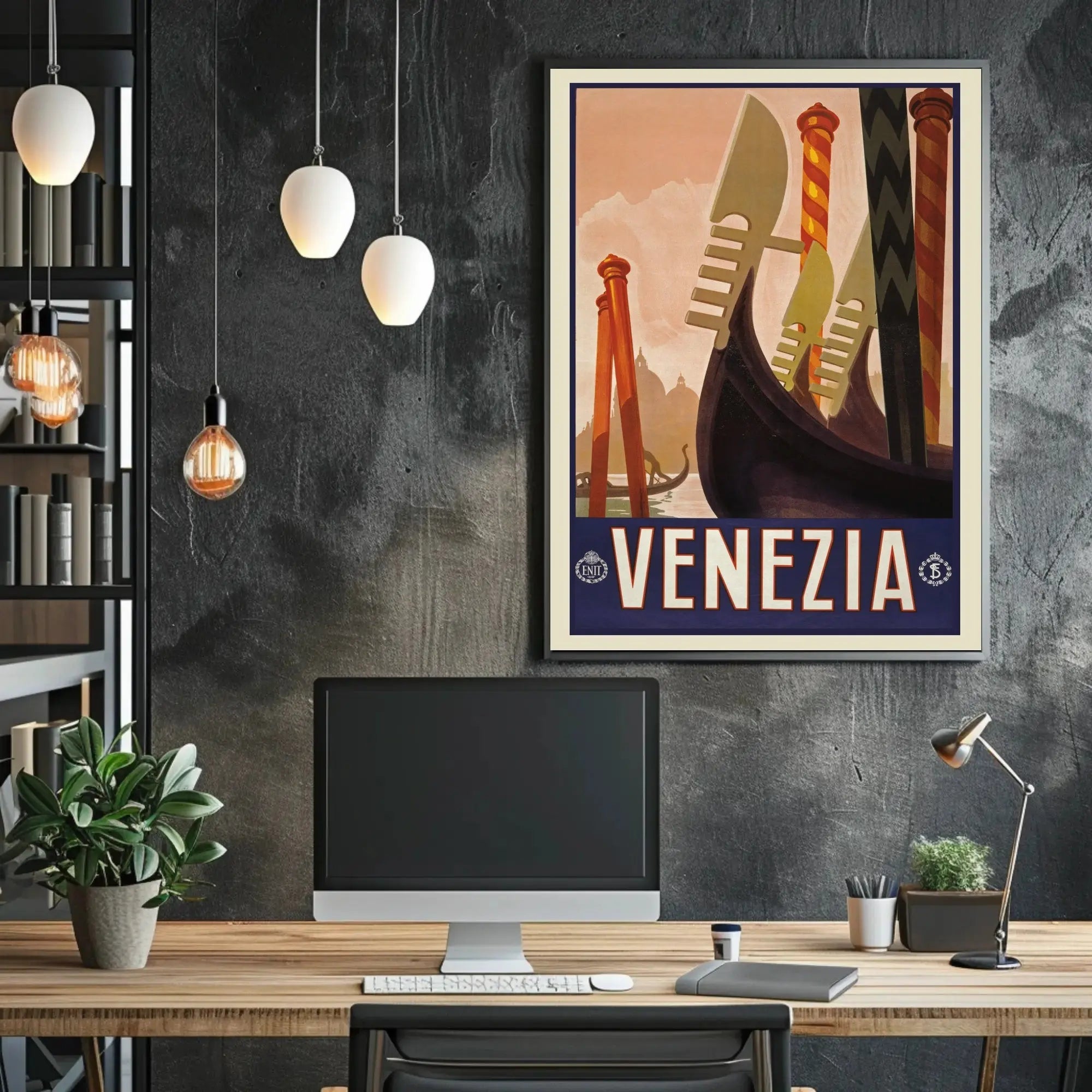 Venice Gondolas Vintage Travel Poster PosterGoat