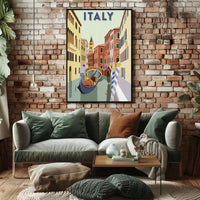 Venice Gondolier Canalscape Vintage Travel Poster PosterGoat