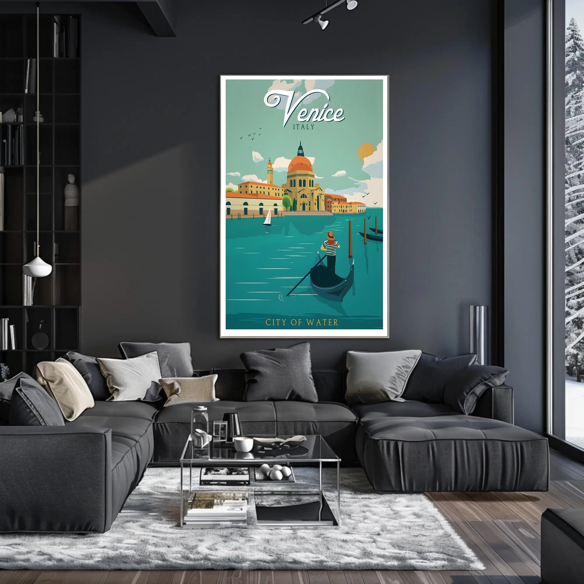 Venice Gondolier Vintage Travel Art Poster PosterGoat