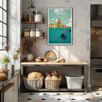 Venice Gondolier Vintage Travel Art Poster PosterGoat