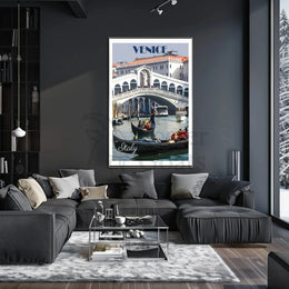 Venice Rialto Bridge Stylized Illustration Travel Poster PosterGoat