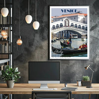 Venice Rialto Bridge Stylized Illustration Travel Poster PosterGoat