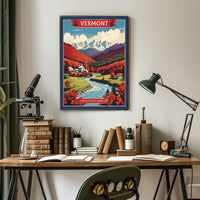 Vermont Countryside Autumn Scene Vintage Travel Poster PosterGoat