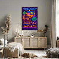 Vermont Green Mountain State Neon Sign Heritage Poster PosterGoat