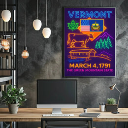 Vermont Green Mountain State Neon Sign Heritage Poster PosterGoat
