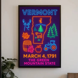 Vermont Neon Signage Celebration Cultural or Heritage Poster PosterGoat