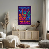 Vermont Neon Signage Celebration Cultural or Heritage Poster PosterGoat