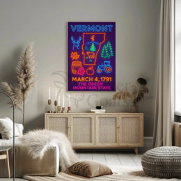 Vermont Neon Signage Celebration Cultural or Heritage Poster PosterGoat