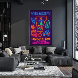 Vermont Neon Signage Celebration Cultural or Heritage Poster PosterGoat