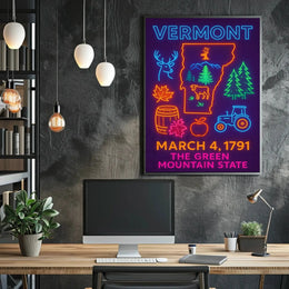 Vermont Neon Signage Celebration Cultural or Heritage Poster PosterGoat