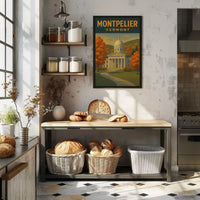 Vermont State House Autumn Travel Poster PosterGoat