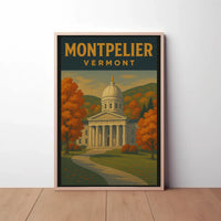 Vermont State House Autumn Travel Poster PosterGoat