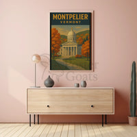 Vermont State House Autumn Travel Poster PosterGoat