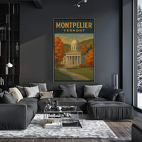 Vermont State House Autumn Travel Poster PosterGoat