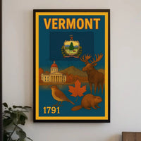 Vermont Statehood Celebration Poster with Nostalgic Vintage Style Cultural or Heritage Poster PosterGoat