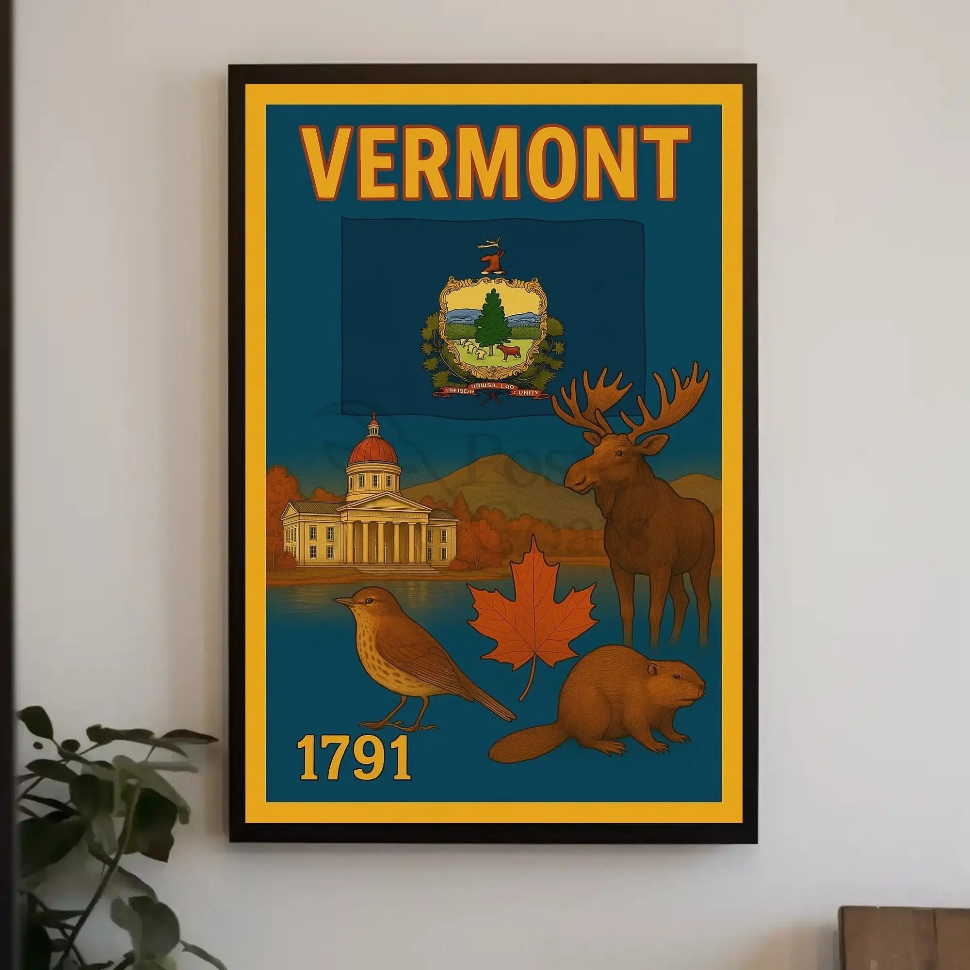 Vermont Statehood Celebration Poster with Nostalgic Vintage Style Cultural or Heritage Poster PosterGoat