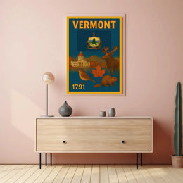 Vermont Statehood Celebration Poster with Nostalgic Vintage Style Cultural or Heritage Poster PosterGoat