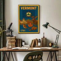 Vermont Statehood Celebration Poster with Nostalgic Vintage Style Cultural or Heritage Poster PosterGoat