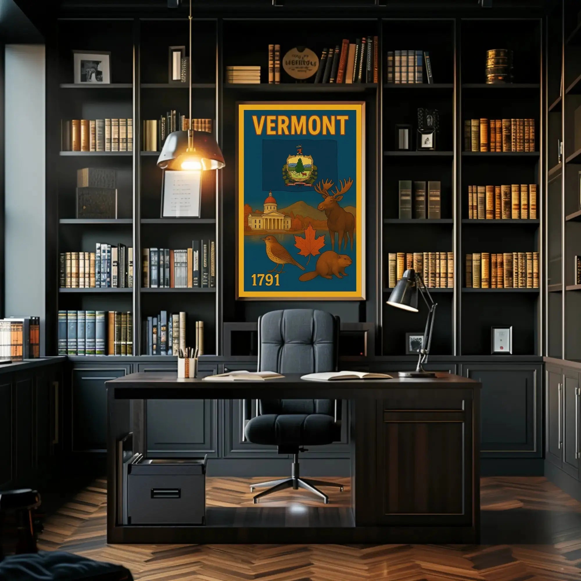 Vermont Statehood Celebration Poster with Nostalgic Vintage Style Cultural or Heritage Poster PosterGoat