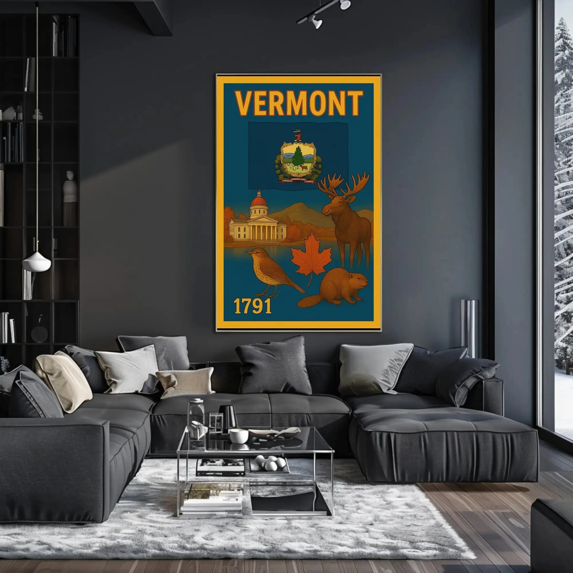 Vermont Statehood Celebration Poster with Nostalgic Vintage Style Cultural or Heritage Poster PosterGoat