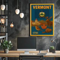 Vermont Statehood Celebration Poster with Nostalgic Vintage Style Cultural or Heritage Poster PosterGoat