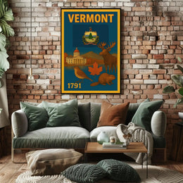 Vermont Statehood Celebration Poster with Nostalgic Vintage Style Cultural or Heritage Poster PosterGoat
